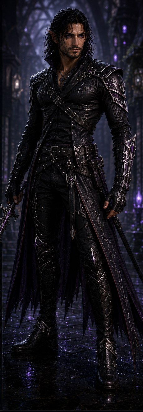 Diar, a fae warrior in black armour